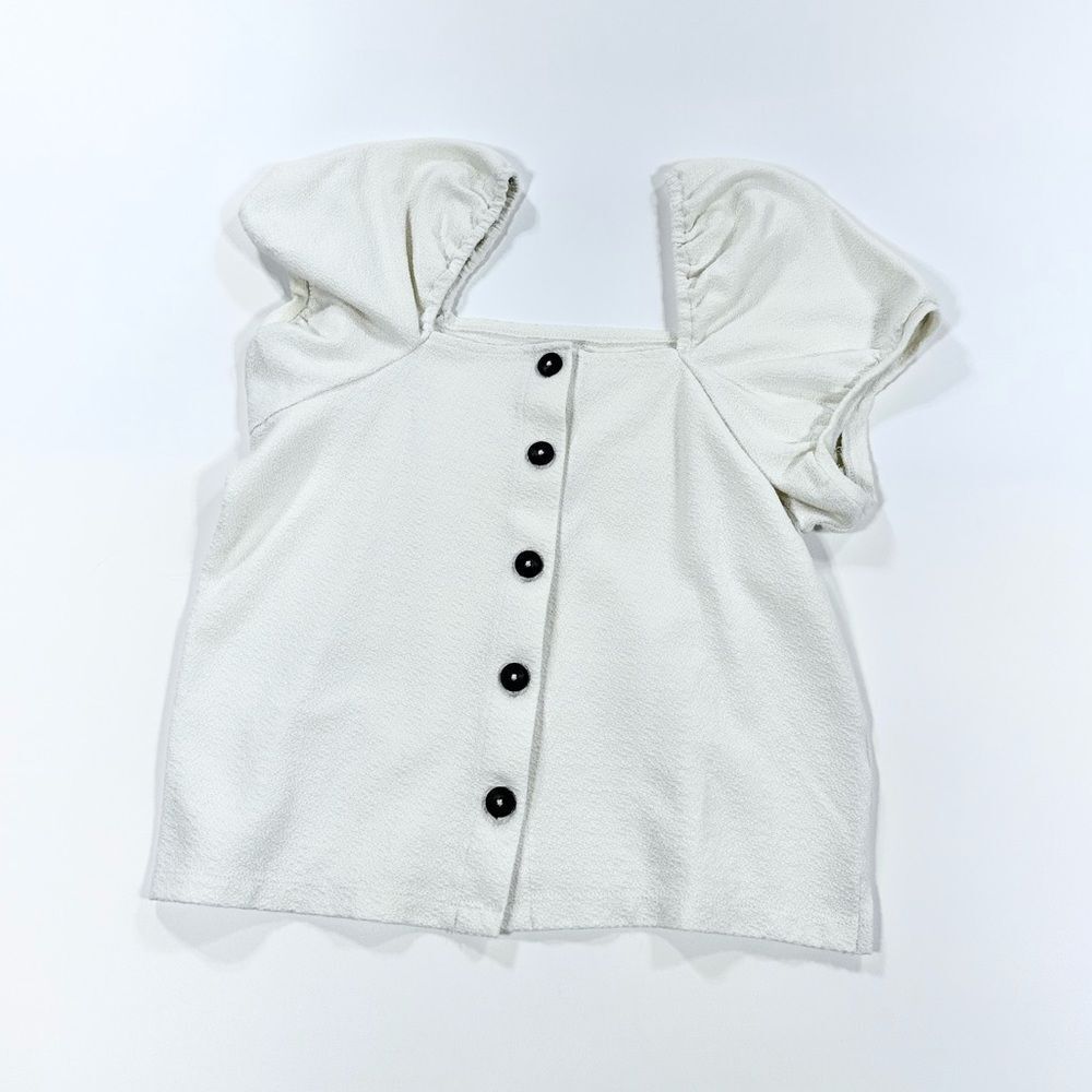 Madewell cream button front cap sleeve top M